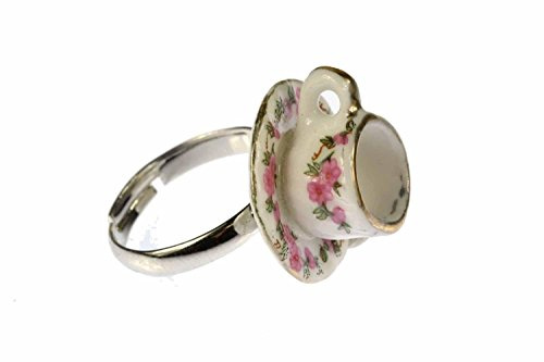 Miniblings kaffekopp tekanna ring café rosa kaffekanna vänskap, 20mm, Plast, inte känd
