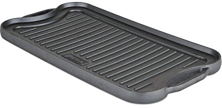 Viking Grillpfanne, 50,8 cm, wendbar, Gusseisen, vorgebrannt, ofenfest, nur Handwäsche, Induktionsgeeignet, Schwarz
