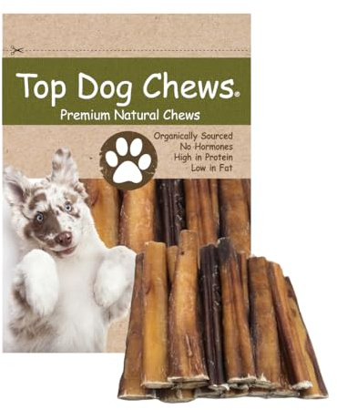 Top Dog Chews - Thick 6 Inch Bully Sticks, 100% Natural Beef, Free Range, Grass Fed, High Protein, Supports Dental Health & Easily Digestible, Dog Treat, (12 Pack)
