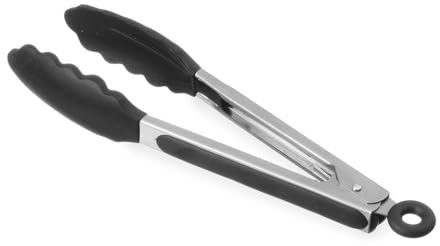 HENDI Servierzange, Geschirrspülmaschinengeeignet, mit hitzebeständigen Silikonzangen, Soft-Grip Griffe mit Verschluss, Küchenzange, Lebensmittel Zange, Grillzange, Kochzange, 267mm, Edelstahl 18/0