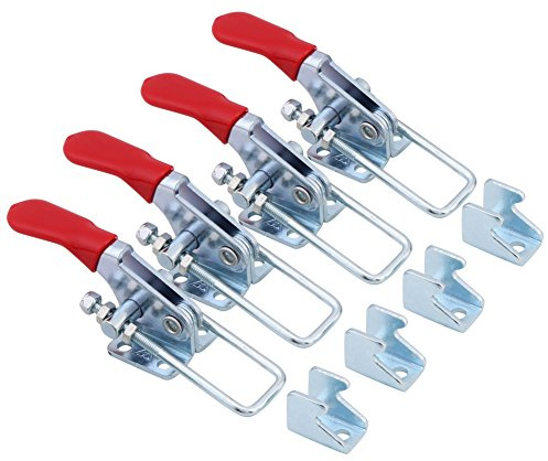 Akozon 4PCS Latch Typ Toggle Clamps Set Handwerkzeug Haltekapazität 163kg/360lbs GH-40323 U-förmige Klemme Stange Knebelklemme Hebelverschluss Schwerlast Schnellspanner Metall Haltekapazitaet