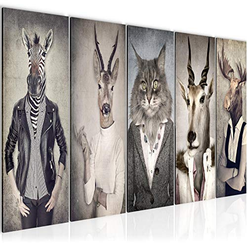 Runa Art Bild Tiere Abstrakt Wandbilder auf Vlies Leinwand 5 Teilig Wanddekoration Büro 018356a