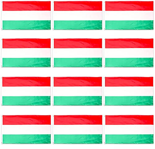 Ungarn-Flagge als Kostüm-Dekoration, groß, ungarische Flagge mit Ösen, ca. 152 x 91 cm, Fußball, Rugby, Sportveranstaltungen, Straßenpartys, Festivals und Feiern, 12 Stück