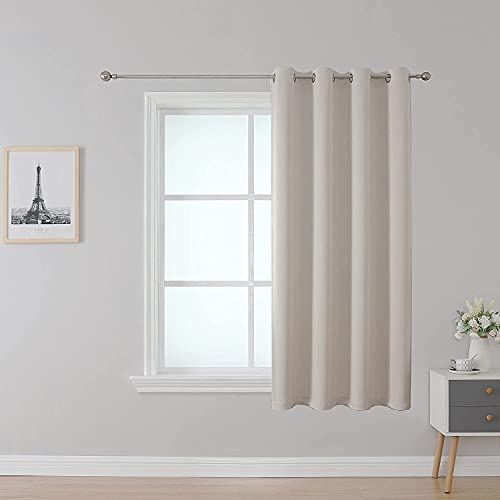 Upcortinassi Feuerhemmender Vorhang, schwer entflammbar, Verdunkelungsvorhänge, Raumverdunkelung für Schule, Klassenzimmer, Wohnheim, Pflegeheim, Hellbeige, 132 x 160 cm, 1 Paneel