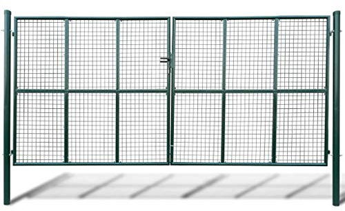 Gartentor, stabiles Drahtgittertor 400 x 175 cm verzinkter Stahl mit Pulverbeschichtung für Garten und Hof