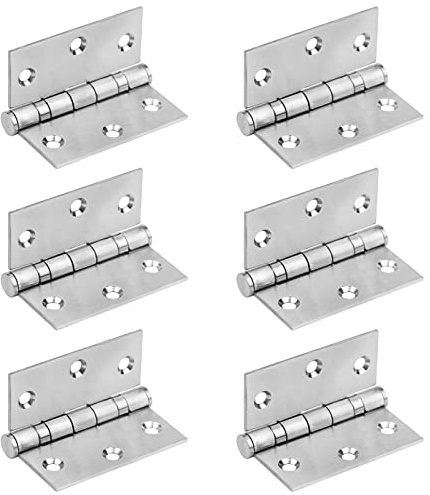 MOUNTAIN_ARK 6 Pack 3 x 3 Square Door Hinges, Stainless Steel Butt Hinges, Ball Bearing, Load 100 lbs
