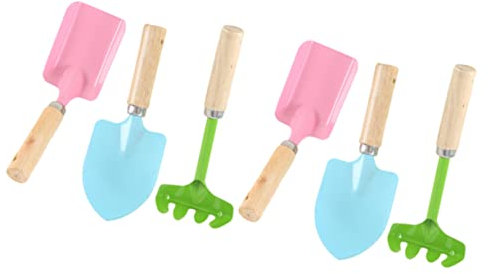 Toyvian 2sätze Gartengeräte Aus Holz Für Junge Mädchen Gartengeräte Kelle Rechen Und Schaufel Spielzeug-gartengeräte in Bonbonfarben Für Jungen Und Mädchen