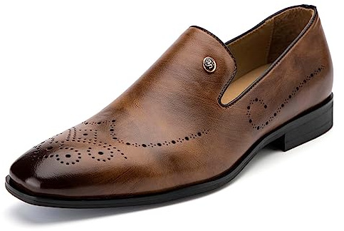 MEIJIANA Herrar Mockasiner Klassiska Herrar Kostymskor Eleganta Skor Läder Sommar Casual Skor, Brun-04, 42 EU (9 UK)