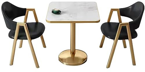 ZzZana Bistro-Tisch Set 3 Stück, Holz Außenbereich Patio Tisch und Stühle Möbel, Langlebig, Rostfrei und Witterungsbeständig, Metall Garten-Sitzgarnitur, Tisch für Draußen (Color : Style 5)