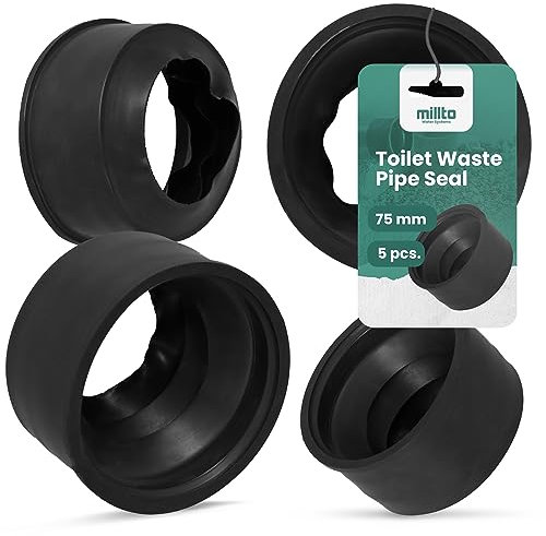 5x Millto™ Abflussrohrdichtung 75mm Gummi Dichtung Adapter Gummiring Manschette WC-Rohrdichtung Flexiblem-Unterlegscheibe PVC-Rohr PP Entwässerungssysteme Kanalisation