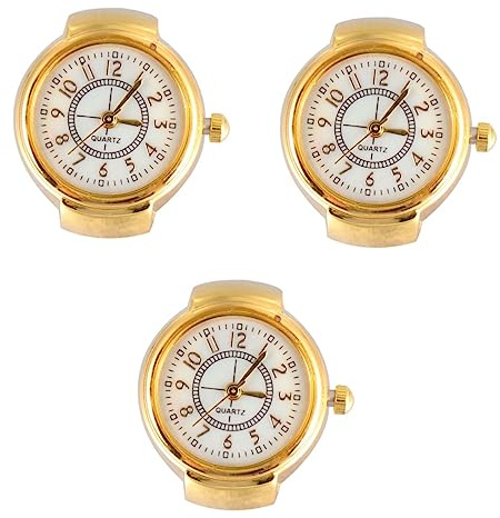 Warmhm 3 Stück Ringuhr Für Mädchen Fingeruhrringe Für Damen Uhrenring Für Damen Uhrenring Uhrfinger Für Damenringe Herren-Timeruhr Fingerring Uhrring Fingermann Mini-Bilo