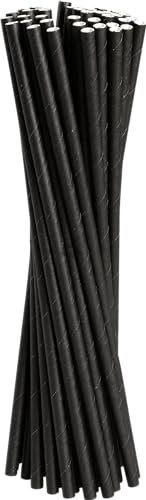 Abena Gastro Black Biodegradable Straws - Pack of 100 | Long Drink Straws for Milkshakes, Cocktails & More