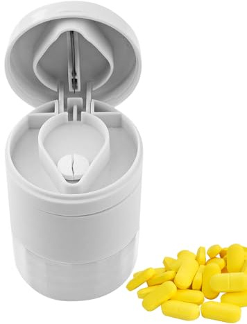 Pillenteiler - Pillenschneider Tablettenteiler | Pillenzerkleinerer Mörser | Tablettenschneider Für Kleine Tabletten | Tablettenmörser Mit Depotfach | Tablettenzerkleinerer Für Vitamin