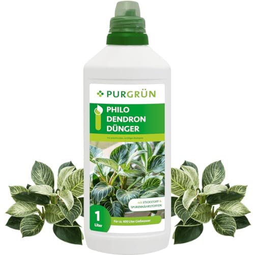 Purgrün® Philodendron-Dünger 1 Liter – Fördert schnelles, gesundes Wachstum – Prächtige Blattfärbung dank Spurennährstoffen – Stärkt die Widerstandskraft – Konzentrat für ca. 400 Liter Gießwasser