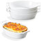ONEMORE Oval Au Gratin Baking Dish, 20 oz Small Casserole Dishes with Handles 6x8 Ceramic Baking Pan for 1-2 People, Oven Safe for Lasagna, Pies, Individual Servings & Side Dishes, Set of 4, White