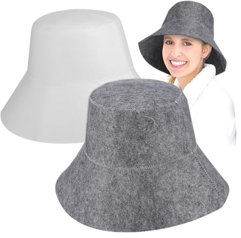 PLAFOPE 2 Stück Saunahüte aus Filz für Sauna und Badezimmer Sanft und Angenehm Schützt Kopf und Haare vor Übermäßiger Hitze Saunazubehör für Damen und Herren