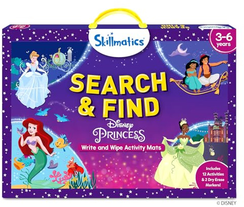 Skillmatics Search & Find Disney Princess Educational Game - Reusable Preschool Learning Activity, Perfect for Toddlers & Kids Who Love Toys, Art & Crafts, Easter Gift for Boys & Girls Ages 3, 4, 5, 6
