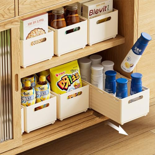 Teleskopschublade,Ausziehbare Aufbewahrungsbox Schrank Organizer Kleiderschrank, Faltbare Kunststoff Schubladen Organizer für Küchenschrank, Ausziehbare Ausziehbare Schublade (2 Stück,10cm)