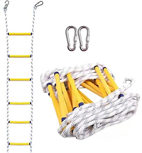 PNAJFUEL Rettungsleiter, Sicherheitsleiter, Feuerleiter, Tragbare Strickleiter, 2- Bis 9-Stöckifeuerevakuierungs-Sicherheitsleiter Mit Haken, Not-Feuerleiter/16Ft/5M