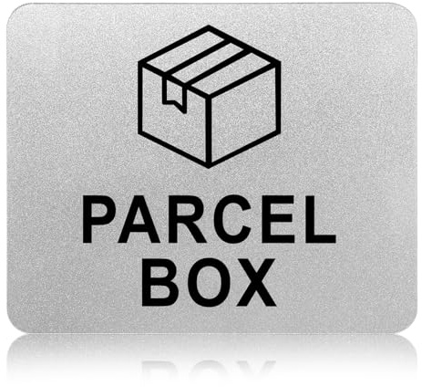 OMCGG 11x 9CM Parcel Box Adhesive Safety Sign, Acrylic Delivery Notice | Waterproof Parcel Box Sticker Acrylic Parcel Sign Driver Notice Package Sign Safety Sign for Deliveries Post (Silver)