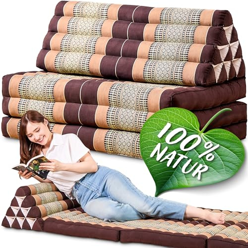 Namasdee Thaikissen XXL breit 190x80x8cm mit 100% natürlicher Kapokfüllung (Braun)