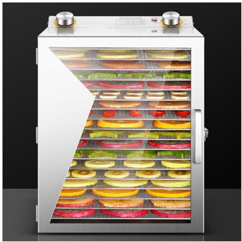 RUIPUOWNO Commercial Fruit Dryer Machine, 18 Trays Food Dehydrator, 30-90 C° Temperature Control, Visible Window, Food Dryer for Fruit, Veg, Meat, Mushroom, Herb, Seed,30x30.5x47.5cm