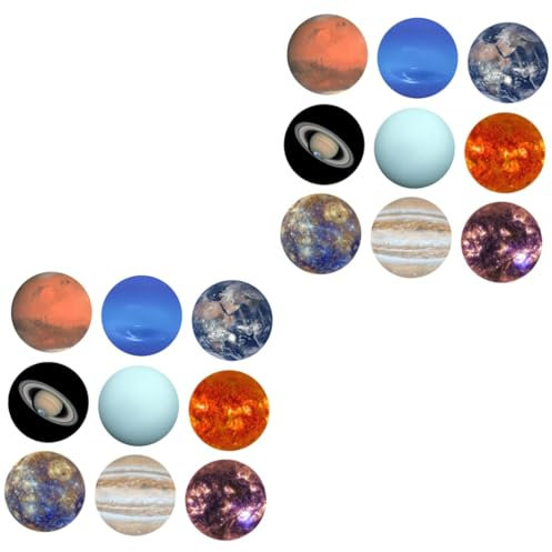 Alasum 18pcs Solar System Cake Topper Stickers Planet Decorations for Birthday Cupcake Topper