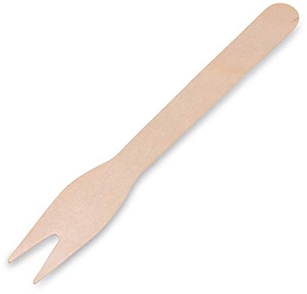 VEPATIM 500 Einweg Holz Pommes-Frites Gabel Snackgabel Schaschlikgabeln 120mm robust