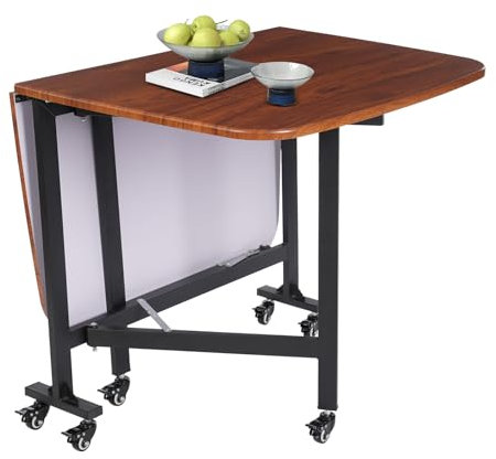 Tenddya Klapptisch, Campingtisch klappbar mit 6 Rädern 120x80 cm Multifunktions-Esstisch Küchentisch Mehrzwecktisch Buffettisch Camping Tisch Garten (Brwon)