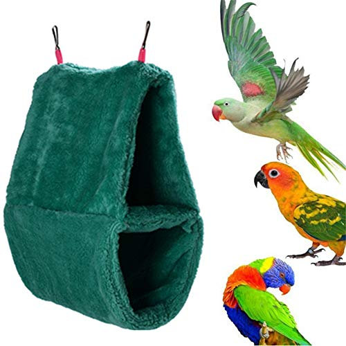 WWERTYY Weiches Vogelhäuschen, Warmer Papageienkäfig, Papageienhängematte, Frettchenhängematten, Vogelnest, hängende Vogelhängematte, hängendes Vogelhäuschen, Vogelbedarf, warmes Vogelnest, grün, 18
