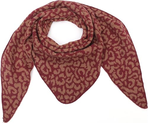 stylx Damen Schal XXL Dreieck mit Leopard Muster LEO SCHLICHT Warm Weich Strickschal Karo Winterschal Herbstschal Wolleschal Frauen Deckenschal Halstuch Scarf Poncho Cape