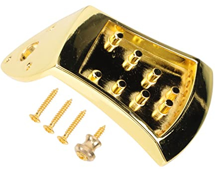 Golden Zinc Alloy Mandolin Bridge for 8 String Mandolins | Dedicated Tailpiece, Easy Installation, Repair and Maintenance Use, for Mandolin Lovers, Installation Accessories