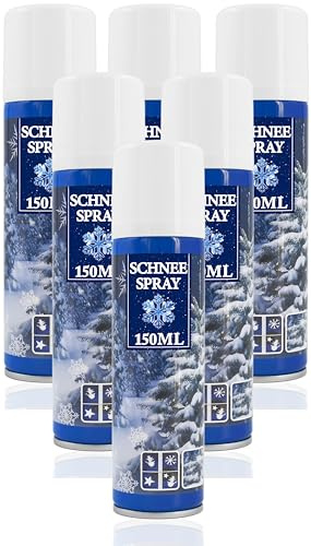 Stephans Möbelbörse Kunstschnee - Spraydose mit Dekoschnee - Schneespray zum Dekorieren zu Weihnachten - Sprühschnee Snowspray Fensterspray Schnee Spray Deko Schnee (6er Set, 150ml/ je Dose)
