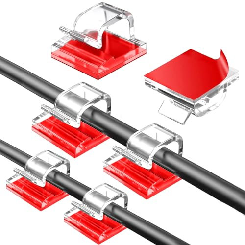 KEEHOM 100 Stück Kabelhalter Selbstklebend, Kabelclips Schreibtisch (Klein & Groß), für Kabelklemmen Kabelbefestigung Kabelführung Organizer Haken Draht Halter für Kabelmanagement Lichterkette