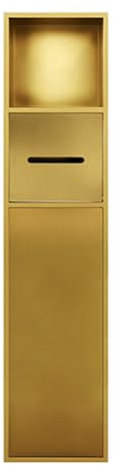 Moderno soporte de papel higiénico empotrado de acero inoxidable con dispensador de ducha, estante para escobilla de inodoro y organizador de gabinete, soporte de pared (dorado, 180 x 800 x 125 mm)