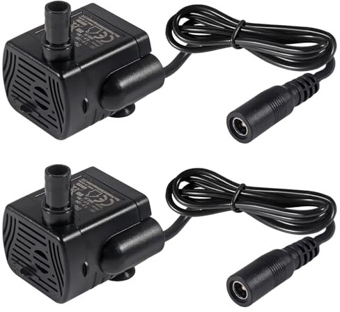2Pack Mini Submersible Pump, Small Fountain Pump (5W 200L/H) for Water Feature, Aquariums, Fish Tank, Tabletop, Pet, Indoor or Outdoor Pond Fountain