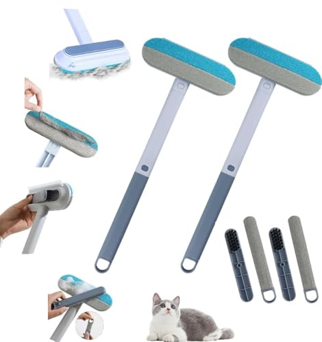 2 PCS Multifunctional Hair Removal Brush,Reusable Pets Hair Remover, 4 in 1 Pet HairRemoval Tool,Washable Cat Dog Hai-r Remover,Dual Sided Felt Cleaner for Clothes Couch Window,Wet and Dry Use