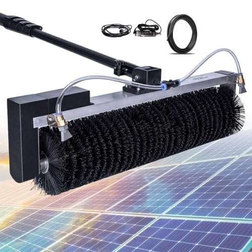 Rotierende BüRste Mit Doppeltem BüRstenkopf IndustriequalitäT,Solarmodul-ReinigungsbüRste,Reinigungsbreite NylonfaserbüRste 64Cm,Clip-Design Verhindert Schrumpfen,Lithiumversion-5.5m/18.0ft