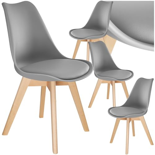 tectake® Esszimmerstühle 4er Set, Stühle mit Schalensitz, Küchenstühle modern, Essstühle, Wohnungseinrichtung skandinavisch für Wohnzimmer, Esszimmer, Küche und Büro - grau, 4er Set