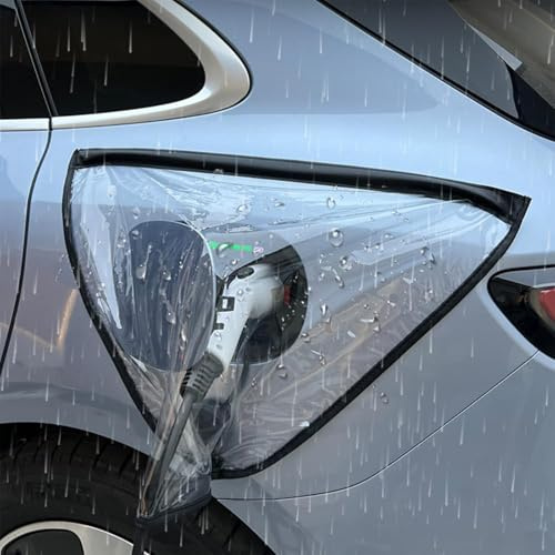 Magnetic EV Charger Port Cover, 2 Pcs PVC Universals Waterproof Rainproof Snowproof Protective Cap for Electric Car Charging Socket, Transparent Dustproof Outdoor Plug Protector