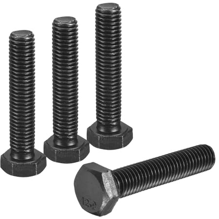 QUARKZMAN 4Pcs M10-1.5 x 50mm Tornillo de Cabeza Hexagonal de Rosca Izquierda, Tornillos y Pernos de Fijación de Acero al Carbono con Óxido Negro con Rosca Inversa Completa para Maquinaria