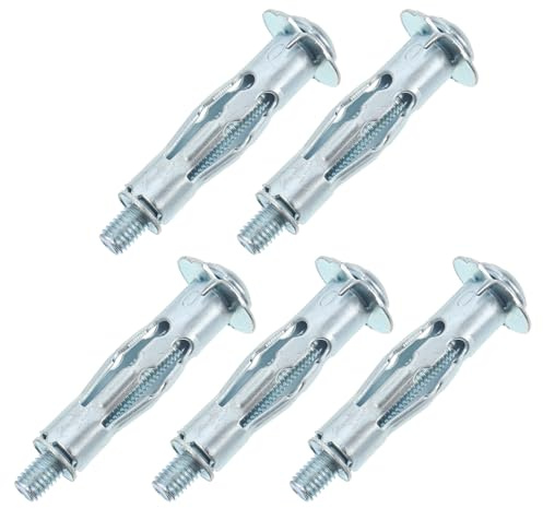 NUOBESTY Lot de 20 Chevilles Métalliques pour Cloisons Creuses 5X52 MM Vis Fixations Robustes pour Plaques de Plâtre Boulons D’Expansion en Acier pour Murs Creux Quincaillerie Murale