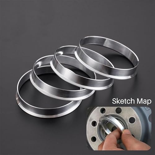 LUOKEKE Zentrierringe 4 Stücke AD 60,1 73, 72,6mm Bis ID 56, 64,1mm Aluminiumlegierung Auto Hub Zentrierringe Radbohrung Abstandshalter Autos Reifen Zubehör(72.6-64.1mm)