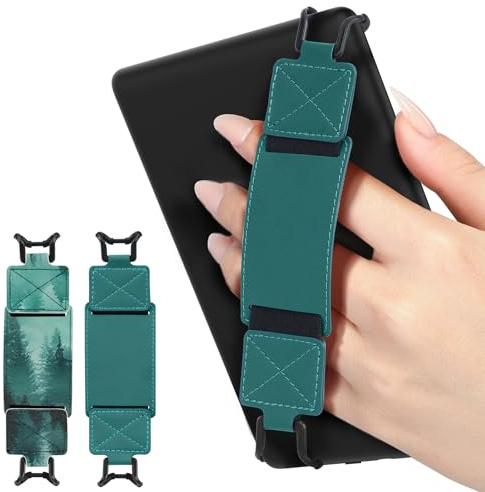 MoKo 2 Pack Security Hand Strap for 6-8 eReaders Fire Tablet -Kindle/Kobo/Voyaga/Lenovo/Sony E-Book Tablet, High-Elasticity Versatile Hand Strap Lightweight Finger Grip Holder, Emerald+Forest Green