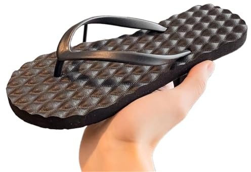 Massagetofflor enkla enfärgade tofflor med platta sulor massage lingge plattform flip-flops strandkläder EVA hemtofflor sandaler strand (svart, 37-38)