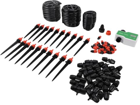 YDuupxe Kit de Système d'irrigation Goutte à Goutte, Système d'arrosage Automatique pour Serre, Installation Facile avec Minuterie et Tuyaux pour Plantes Intérieures et Extérieures