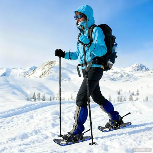 Generico Ciaspole 3 in 1 Blu e Nero 21 Pollici Alluminio e HDPE,Racchette da Neve,42021418