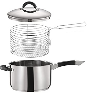 Royal Cuisine 20cm Stainless Steel Chip Pan Induction Pot Deep Fry Fries Pot Lid