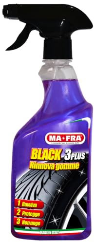 MAFRA, Black 3 Plus, Nero Gomme Spray, in Grado di Rinnovare, Lucidare e Proteggere gli Pneumatici Auto da Raggi Solari e Agenti Atmosferici, Non Unge e Previene le Screpolature, Formato da 500ml