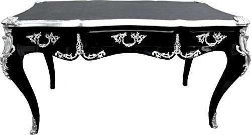 Casa Padrino Barock Schreibtisch Schwarz/Silber Sekretär Möbel